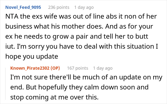 Comments discussing fuss over bracelet gift from ex-MIL for woman's 30th birthday. Comments discussing fuss over bracelet gift from ex-MIL for woman's 30th birthday.