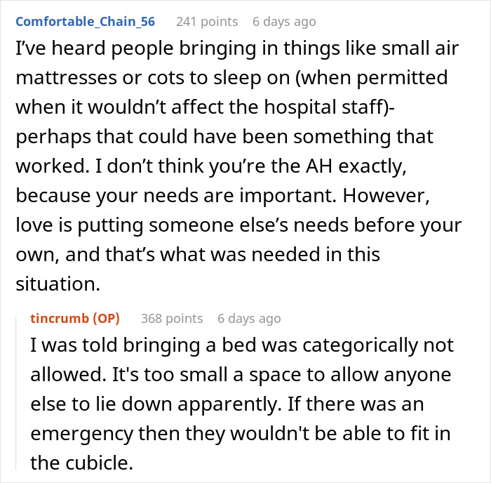 Reddit comments discussing a man's decision not to stay with his wife after her C-section. Reddit comments discussing a man's decision not to stay with his wife after her C-section.
