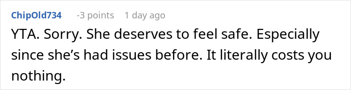 Comment discussing girlfriend's request for boyfriend's social security number for safety and background check. Comment discussing girlfriend's request for boyfriend's social security number for safety and background check.