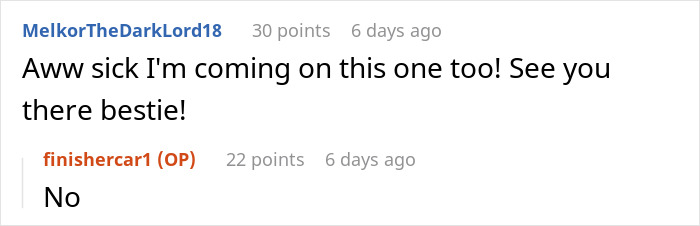 Online chat about a woman joining an ex-friend's trip to revive friendship, featuring comments from two users. Online chat about a woman joining an ex-friend's trip to revive friendship, featuring comments from two users.