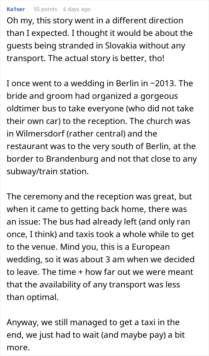 Text conversation about a wedding transport story in Berlin; newlyweds’ taxi plan causes stress. Text conversation about a wedding transport story in Berlin; newlyweds’ taxi plan causes stress.