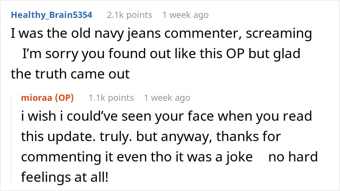Comment thread about an online joke regarding stains in a woman's home related to a mistress, with a humorous exchange. Comment thread about an online joke regarding stains in a woman's home related to a mistress, with a humorous exchange.