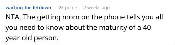 Reddit comment criticizing maturity in a discussion about a neighbor's blocked door. Reddit comment criticizing maturity in a discussion about a neighbor's blocked door.