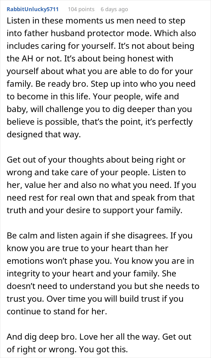 Online discussion about whether a man should have stayed with his wife after her C-section, emphasizing family support. Online discussion about whether a man should have stayed with his wife after her C-section, emphasizing family support.