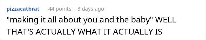 Screenshot of a comment discussing pregnancy attention during a wedding. Screenshot of a comment discussing pregnancy attention during a wedding.