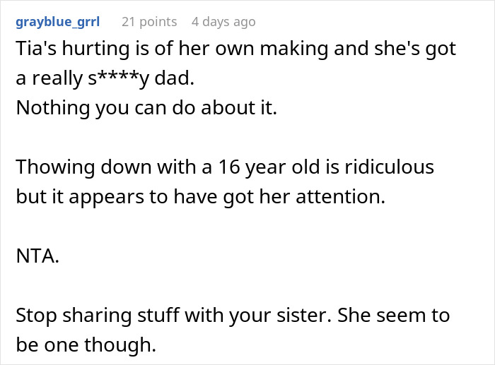Reddit comment discussing teen's issues with dad's new girlfriend and parental dynamics. Reddit comment discussing teen's issues with dad's new girlfriend and parental dynamics.