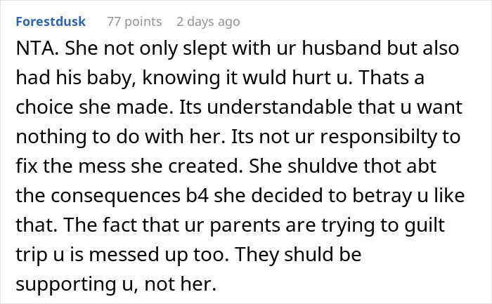 Reddit comment discussing a woman who slept with her sister's husband and its consequences. Reddit comment discussing a woman who slept with her sister's husband and its consequences.