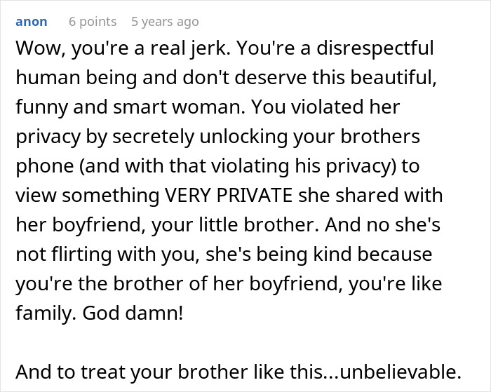 Man Thinks Brother’s Girlfriend Is Into Him, Learns The Hard Way She Isn’t: “You Need Therapy” Man Thinks Brother’s Girlfriend Is Into Him, Learns The Hard Way She Isn’t: “You Need Therapy”