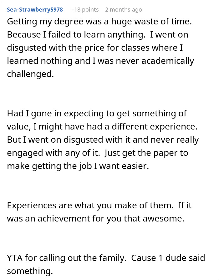 User shares frustration over university experience and calls out a family. User shares frustration over university experience and calls out a family.
