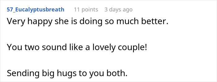 Reddit comment thread expressing well-wishes and support. Reddit comment thread expressing well-wishes and support.