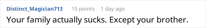 Screenshot of a comment on family issues regarding a brother dating someone wealthier. Screenshot of a comment on family issues regarding a brother dating someone wealthier.