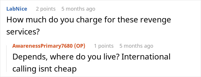 Reddit comment discussing cost of revenge services related to a client not paying. Reddit comment discussing cost of revenge services related to a client not paying.