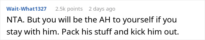 Reddit comment advises man to leave cheating boyfriend after finding evidence on his phone. Reddit comment advises man to leave cheating boyfriend after finding evidence on his phone.