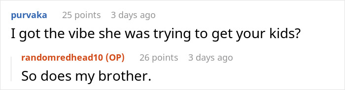 Reddit comment exchange about a sister secretly calling CPS on a family. Reddit comment exchange about a sister secretly calling CPS on a family.