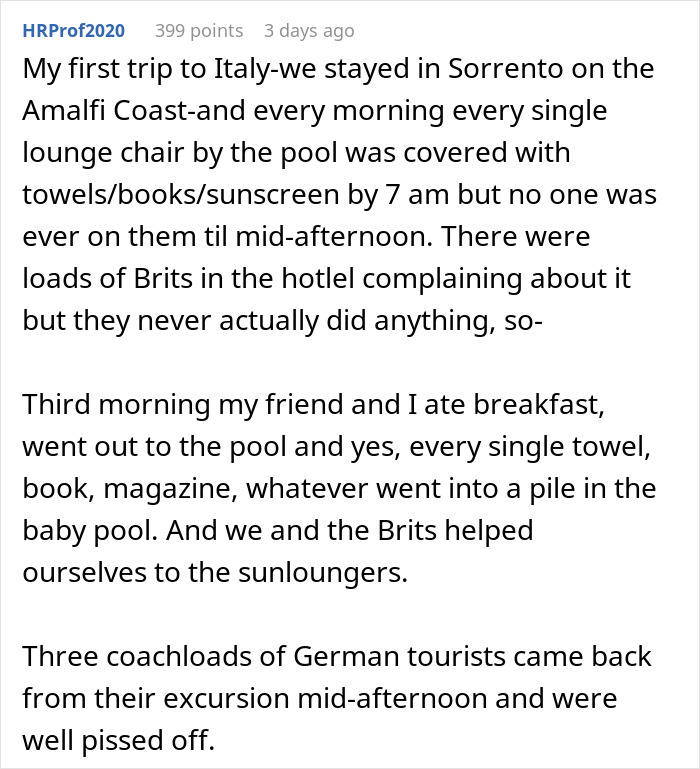 Text story recounting petty revenge for selfish behavior at a resort pool. Text story recounting petty revenge for selfish behavior at a resort pool.