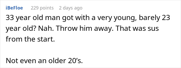 Reddit comment discussing relationship age difference and trust issues. Reddit comment discussing relationship age difference and trust issues.