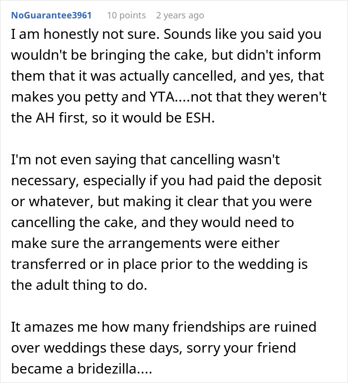 Wedding cake order canceled by ex-BFF after being uninvited. Wedding cake order canceled by ex-BFF after being uninvited.