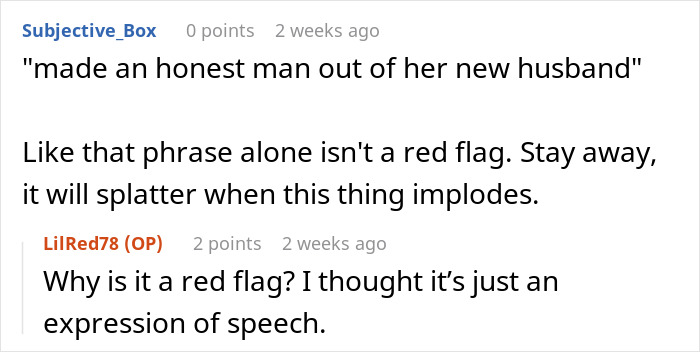 Text exchange about wedding invitation and phrases, discussing potential red flags. Text exchange about wedding invitation and phrases, discussing potential red flags.