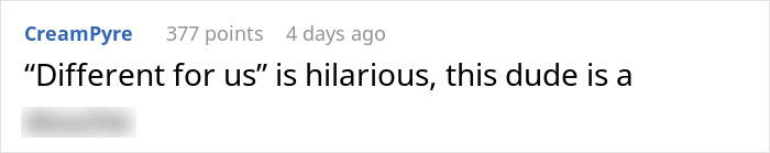 Reddit comment highlighting a humorous reaction to a boyfriend's unusual request. Reddit comment highlighting a humorous reaction to a boyfriend's unusual request.