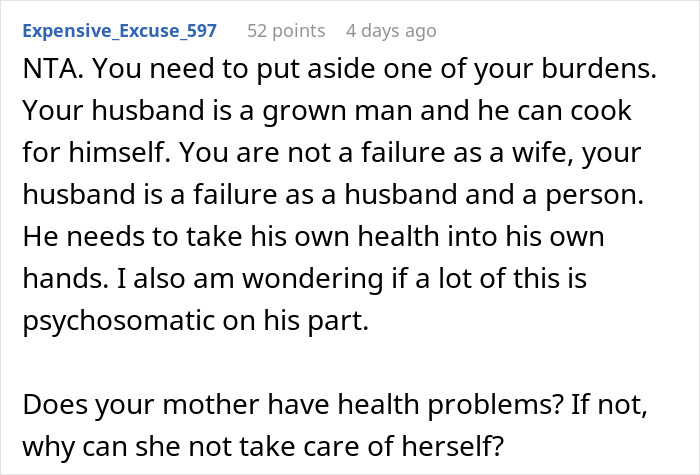 Woman Is Sick Of Catering To Husband’s “Mysterious Symptoms”, Starts Cooking Only For Herself Woman Is Sick Of Catering To Husband’s “Mysterious Symptoms”, Starts Cooking Only For Herself
