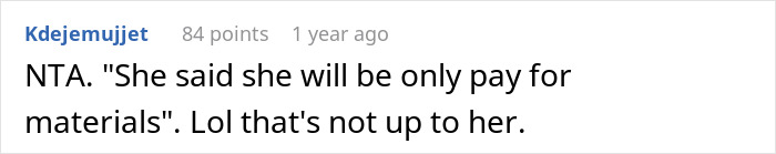 Comment about bridal shop owner refusing to make cousin a free wedding dress, sparking family feud. Comment about bridal shop owner refusing to make cousin a free wedding dress, sparking family feud.