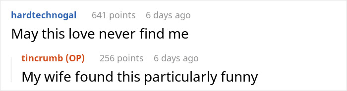 Reddit comments discussing humor in a relationship related to a man's marital decision post C-section. Reddit comments discussing humor in a relationship related to a man's marital decision post C-section.