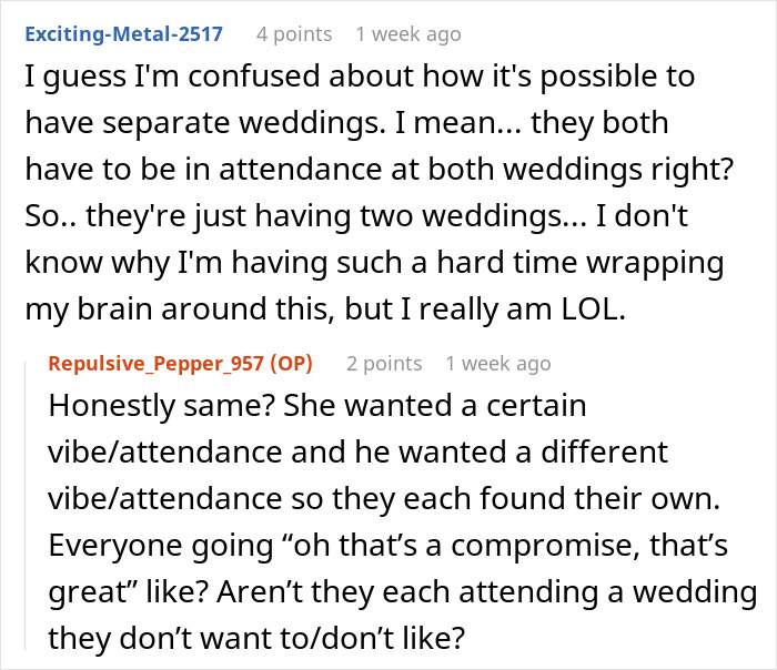 Bride And Groom Decide To Have Two Weddings: "Please Tell Me I’m Not Delusional" Bride And Groom Decide To Have Two Weddings: "Please Tell Me I’m Not Delusional"