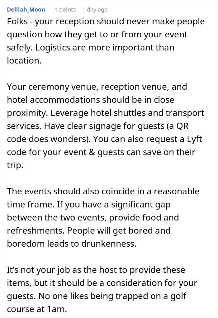 Wedding logistics advice stressing transportation and event timing for newlyweds planning large guest receptions. Wedding logistics advice stressing transportation and event timing for newlyweds planning large guest receptions.