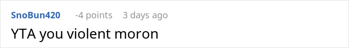 Comment criticizing gun threat as a response to intruders, calling the person violent. Comment criticizing gun threat as a response to intruders, calling the person violent.
