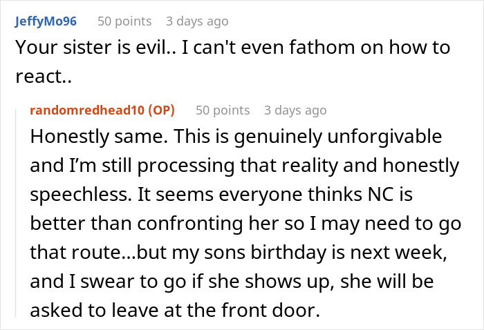 Comments discussing sister's betrayal and family issues involving CPS. Comments discussing sister's betrayal and family issues involving CPS.