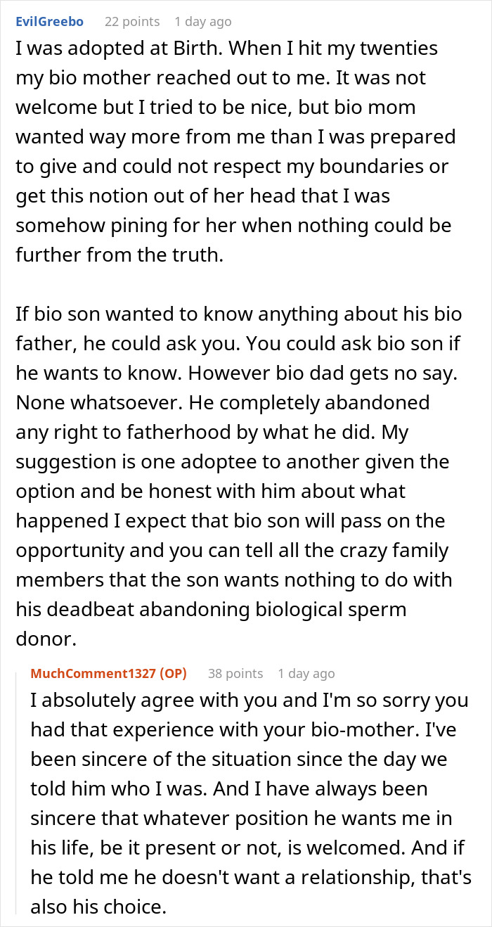 Reddit discussion on biological connections and adoption decisions. Reddit discussion on biological connections and adoption decisions.