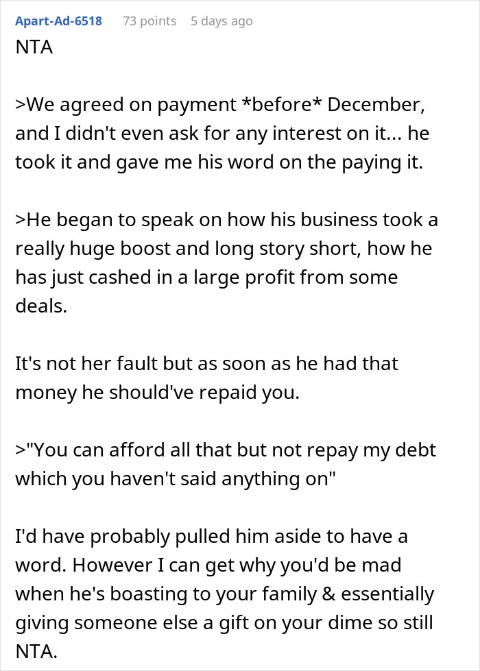 Person Confronts Uncle Over Unpaid Debt At Family Dinner, Celebration Turns Into Shock Person Confronts Uncle Over Unpaid Debt At Family Dinner, Celebration Turns Into Shock