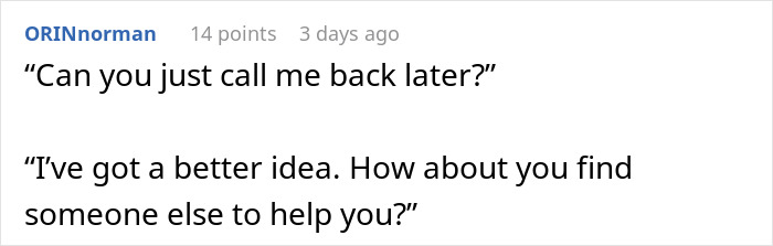 Text exchange showing a guy's witty response to an entitled coworker's request. Text exchange showing a guy's witty response to an entitled coworker's request.
