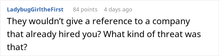 Text response questioning company policies after a woman's notice. Text response questioning company policies after a woman's notice.