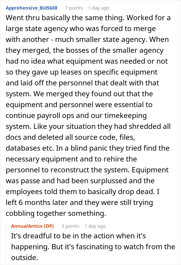 Online discussion about management chaos after losing key software team. Online discussion about management chaos after losing key software team.