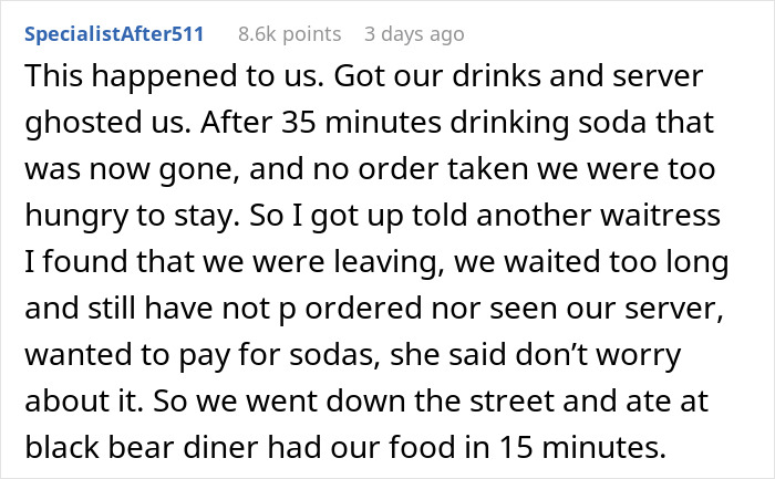 Text conversation about dining and dashing due to a 40-minute wait for service. Text conversation about dining and dashing due to a 40-minute wait for service.