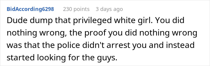 Reddit comment defending a guy's decision to confront intruders, discussing police response. Reddit comment defending a guy's decision to confront intruders, discussing police response.