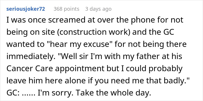 Text exchange highlighting a guy embarrassing an entitled coworker during a work-related situation. Text exchange highlighting a guy embarrassing an entitled coworker during a work-related situation.