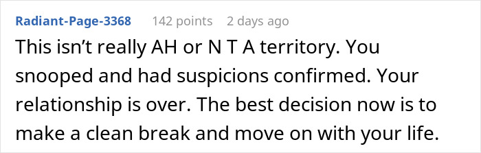 Comment about ending a relationship after finding out about cheating through phone snooping. Comment about ending a relationship after finding out about cheating through phone snooping.