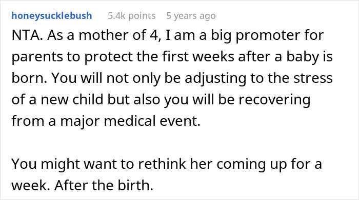 Reddit comment discussing post-delivery recovery and the importance of protecting the initial weeks after birth. Reddit comment discussing post-delivery recovery and the importance of protecting the initial weeks after birth.