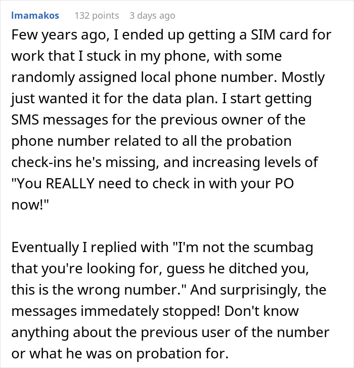 Text describing receiving wrong SMS meant for a probation check-in, reply halts messages, theme: spam calls from realtors. Text describing receiving wrong SMS meant for a probation check-in, reply halts messages, theme: spam calls from realtors.