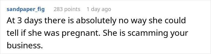 Screenshot of a Reddit comment discussing pregnancy and alleged scamming related to bereavement and miscarriage. Screenshot of a Reddit comment discussing pregnancy and alleged scamming related to bereavement and miscarriage.