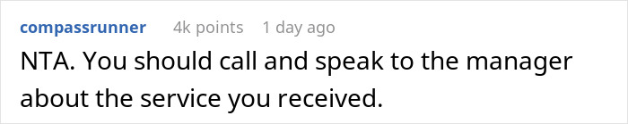 Comment advising to speak to the manager about service after being forgotten by staff. Comment advising to speak to the manager about service after being forgotten by staff.