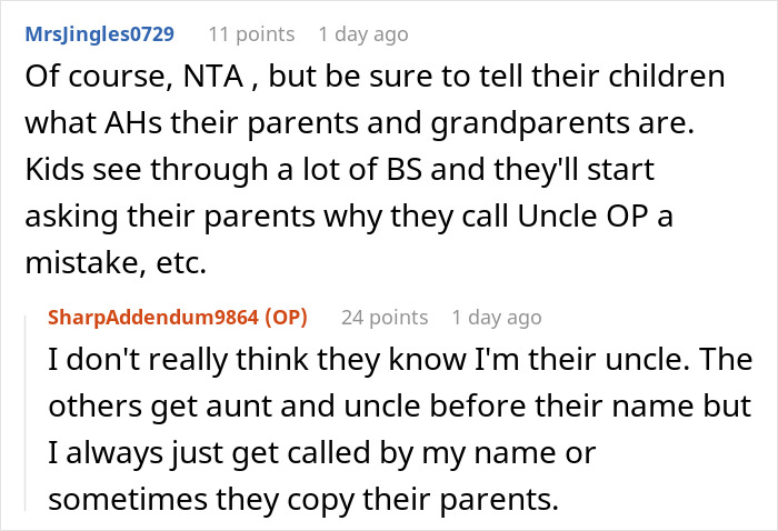 Reddit comments discussing family dynamics and babysitting responsibilities with emphasis on parents' mistakes. Reddit comments discussing family dynamics and babysitting responsibilities with emphasis on parents' mistakes.
