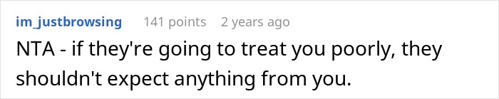 Comment discussing support for someone being treated poorly. Comment discussing support for someone being treated poorly.