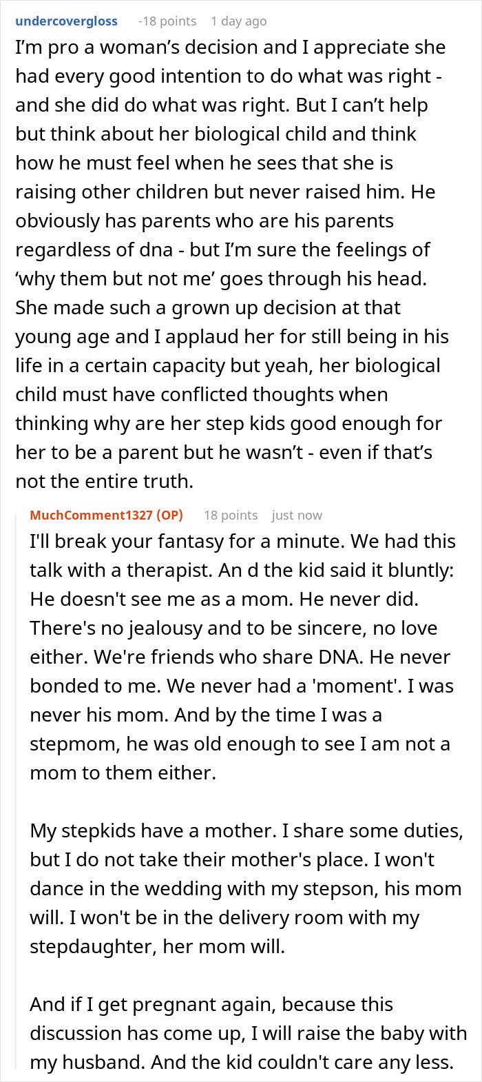 Reddit thread discussing issues related to adoption and parent-child relationships. Reddit thread discussing issues related to adoption and parent-child relationships.