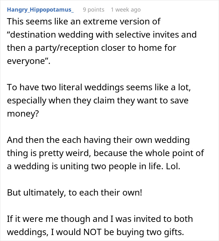 Bride And Groom Decide To Have Two Weddings: "Please Tell Me I’m Not Delusional" Bride And Groom Decide To Have Two Weddings: "Please Tell Me I’m Not Delusional"