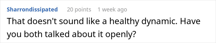 Comment discussing husband-wife cooking drama and communication. Comment discussing husband-wife cooking drama and communication.