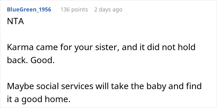 Comment about a woman left homeless after affair, discussing karma and social services for a child. Comment about a woman left homeless after affair, discussing karma and social services for a child.