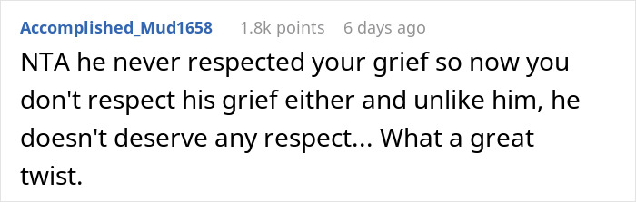 Reddit comment discussing respect and grief in context of family dynamics. Reddit comment discussing respect and grief in context of family dynamics.